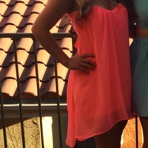 Hot Pink High/Low Strapless Dress